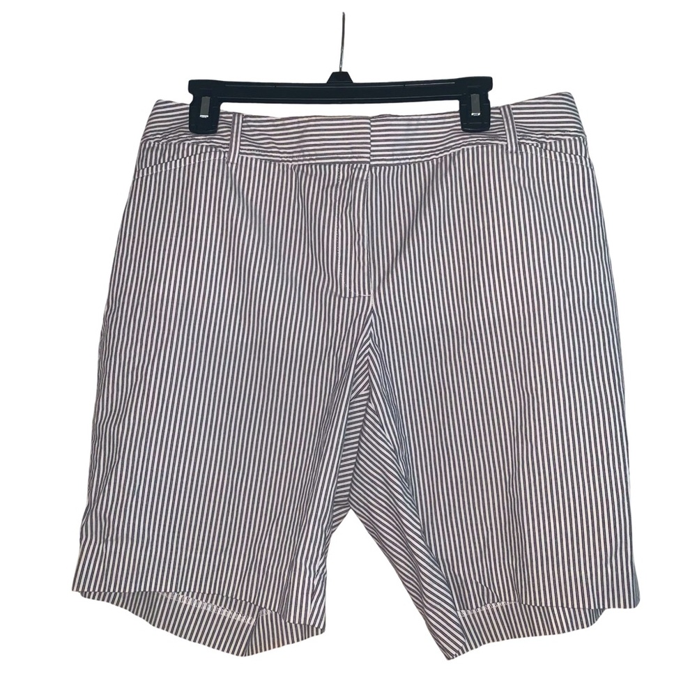 Talbots 14p Bermuda Cotton "perfect short" navy / white stripes
